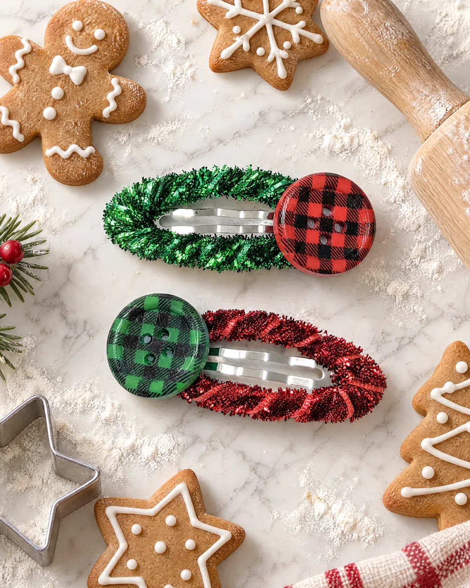 The clips on marble among gingerbread biscuits and a rolling pin